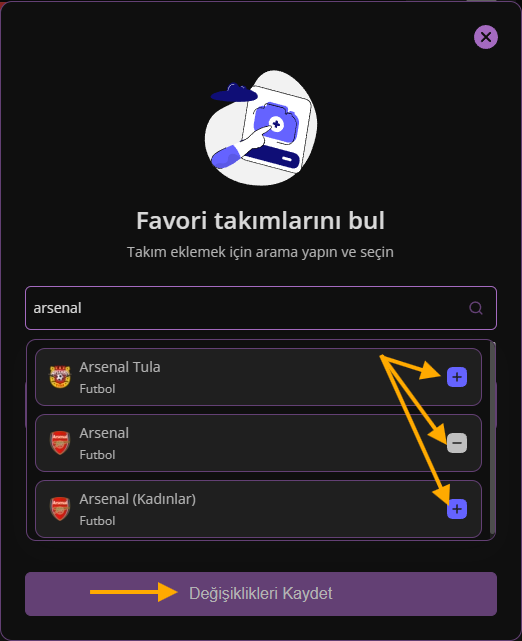 Takımlarını Seç